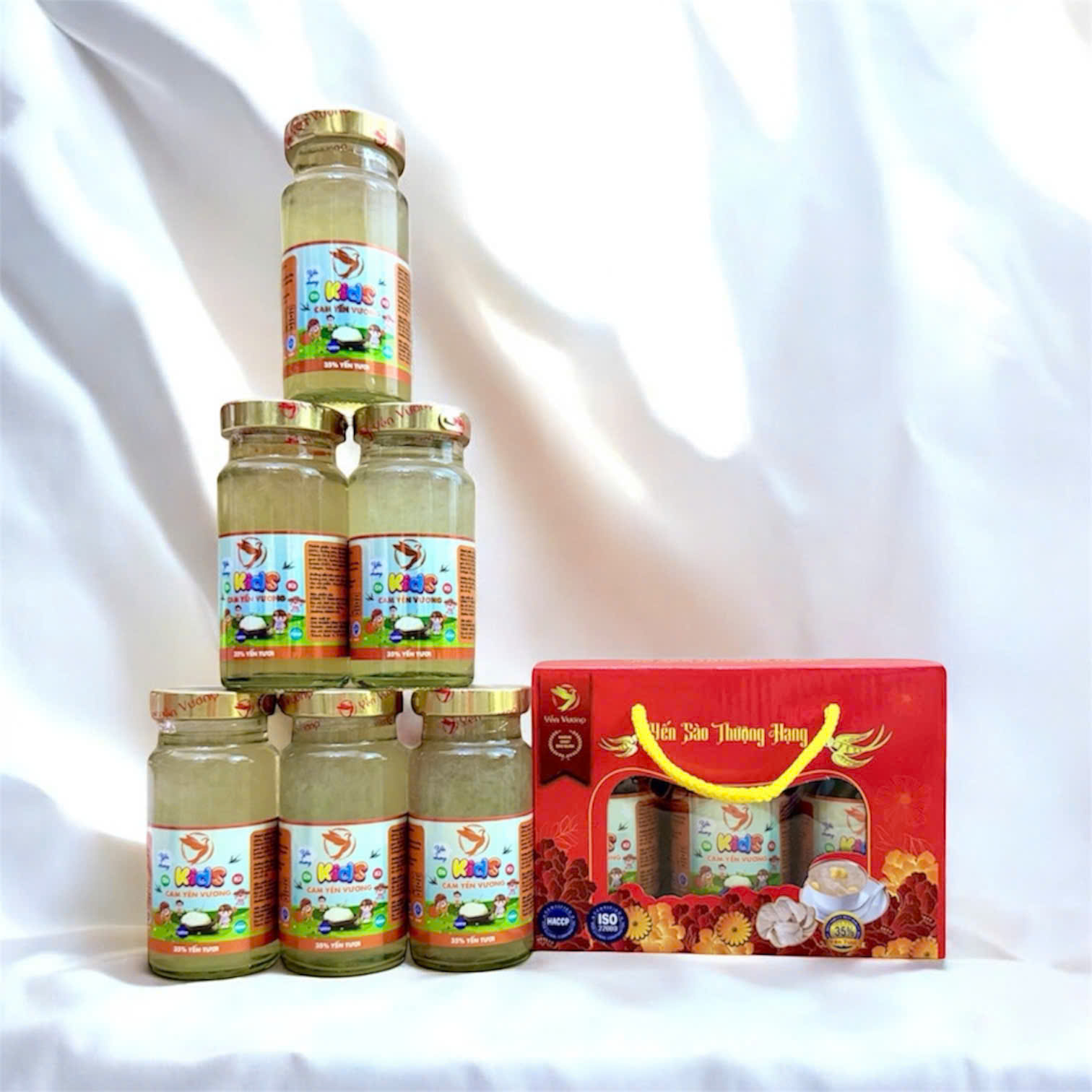 Lốc 6 hũ yến Vương 140ml Kids Cam